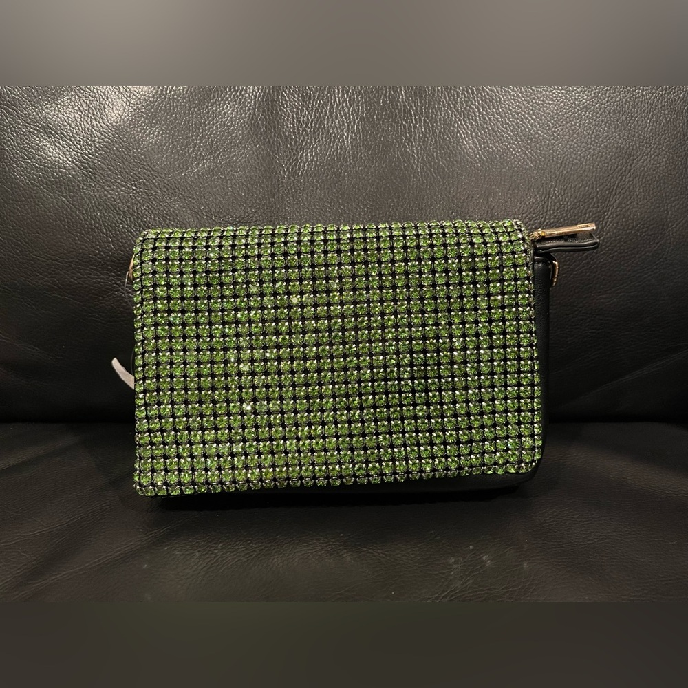 Elegant Green Crystal Clutch